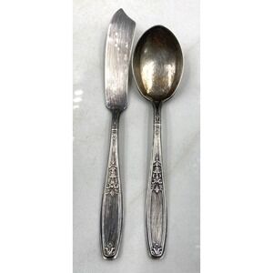 Vintage 1946 Rogers Bros Flatware Knife Spoon Art Deco Silver Plated